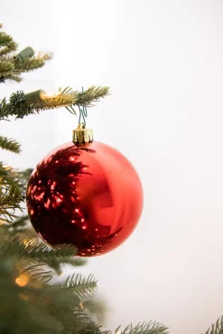 3.9” Shiny/Matte Christmas Red Shatterproof Ornaments - Set of 4