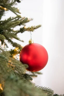 3.9” Shiny/Matte Christmas Red Shatterproof Ornaments - Set of 4