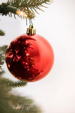 3.1” Shiny/Matte Christmas Red Shatterproof Ornaments - Set of 6