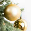 3.9” Shiny/Matte Gold Shatterproof Ornaments - Set of 4