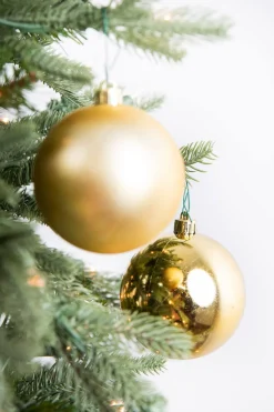 3.9” Shiny/Matte Gold Shatterproof Ornaments - Set of 4