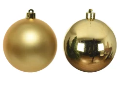 3.9” Shiny/Matte Gold Shatterproof Ornaments - Set of 4