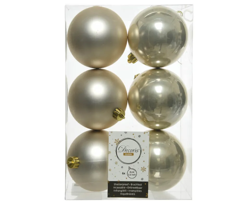 3.1” Shiny/Matte Pearl Shatterproof Ornaments - Set of 6