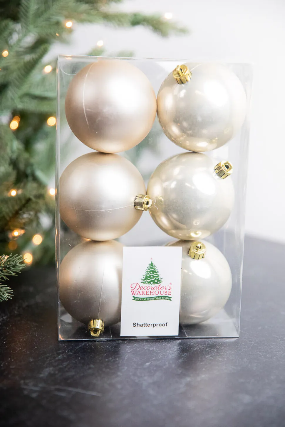 3.1” Shiny/Matte Pearl Shatterproof Ornaments - Set of 6