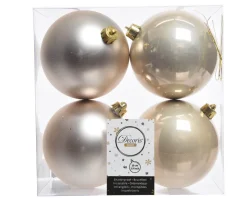 3.9” Shiny/Matte Pearl Shatterproof Ornaments - Set of 4