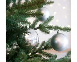 3.9” Shiny/Matte Silver Shatterproof Ornaments - Set of 4