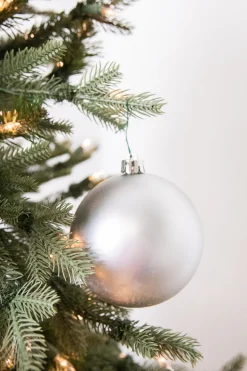 3.9” Shiny/Matte Silver Shatterproof Ornaments - Set of 4