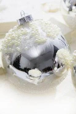 5" Silver Christmas Ball Ornament - Set of 6