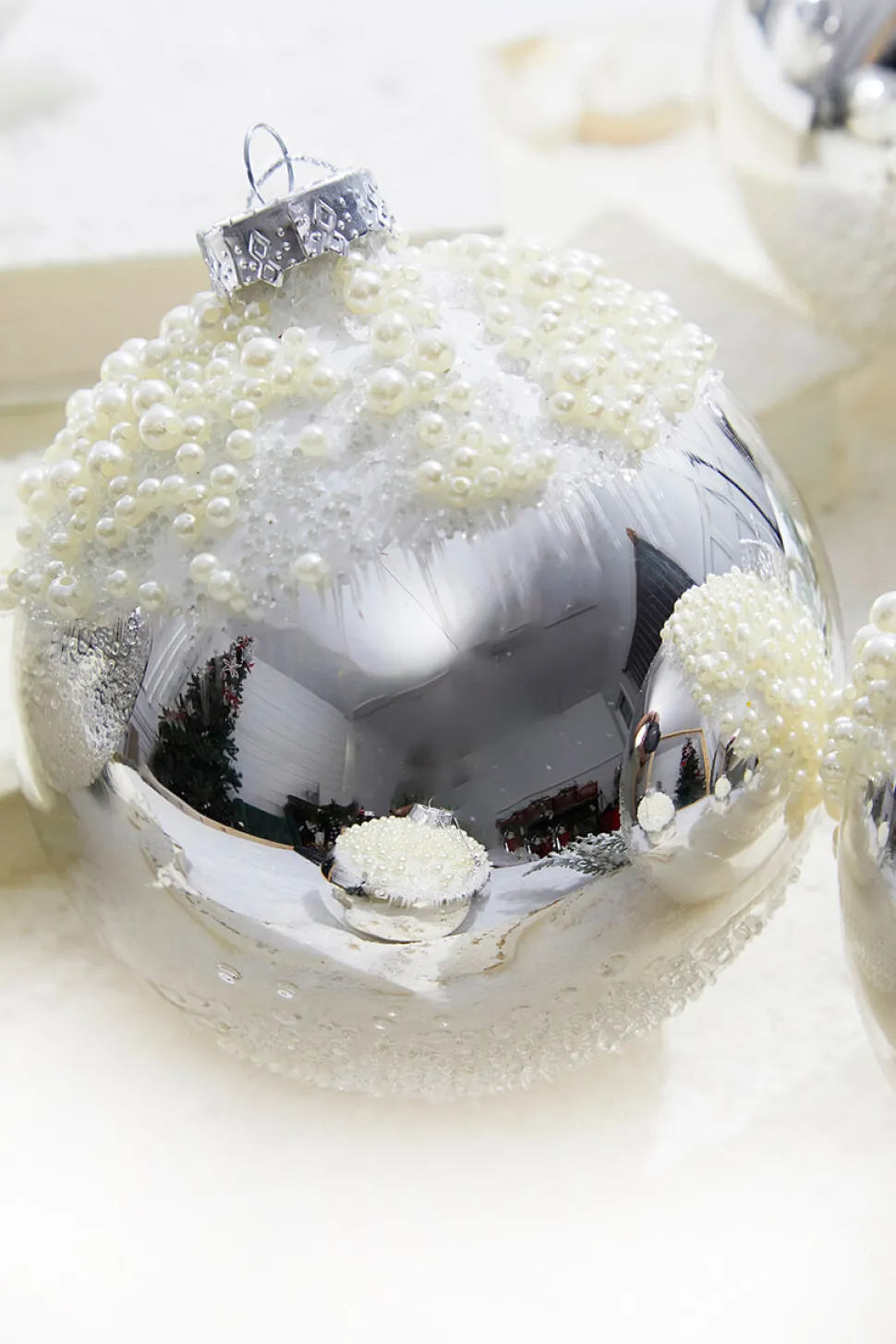 5" Silver Christmas Ball Ornament - Set of 6