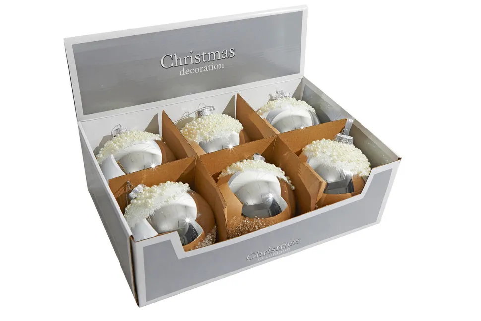 5" Silver Christmas Ball Ornament - Set of 6