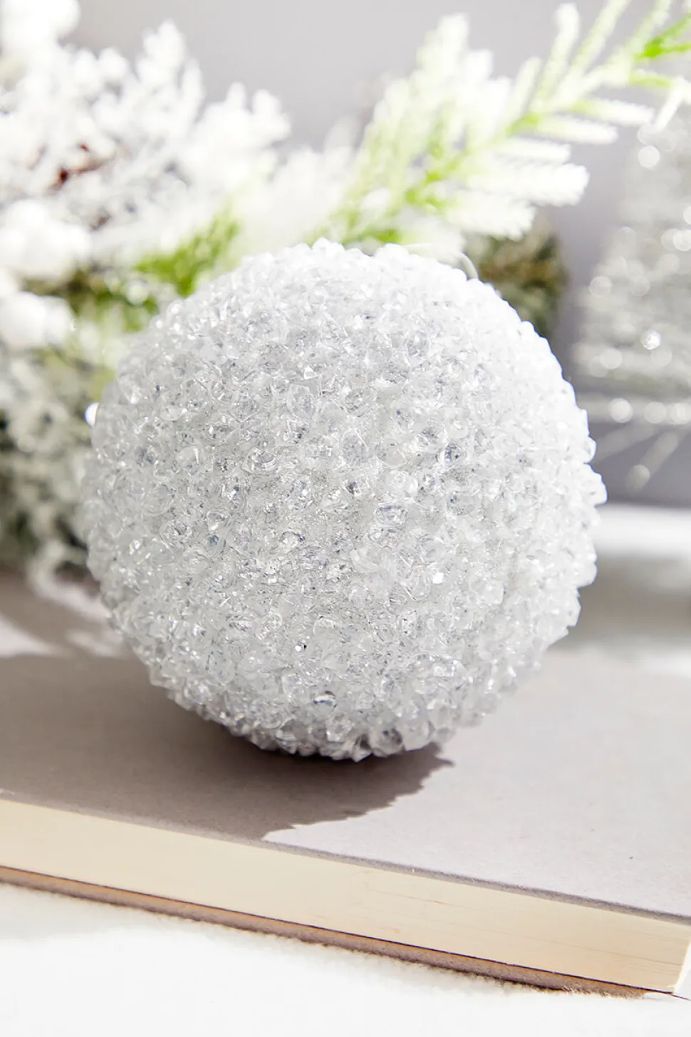 4" Silver Crystal Ball Ornament