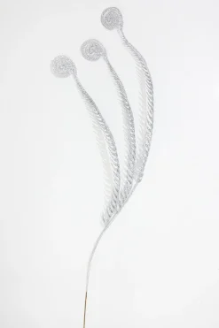 50" Silver Glitter Curly Spray