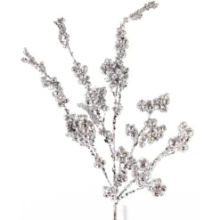 18” Silver Glitter Dew Berry Spray