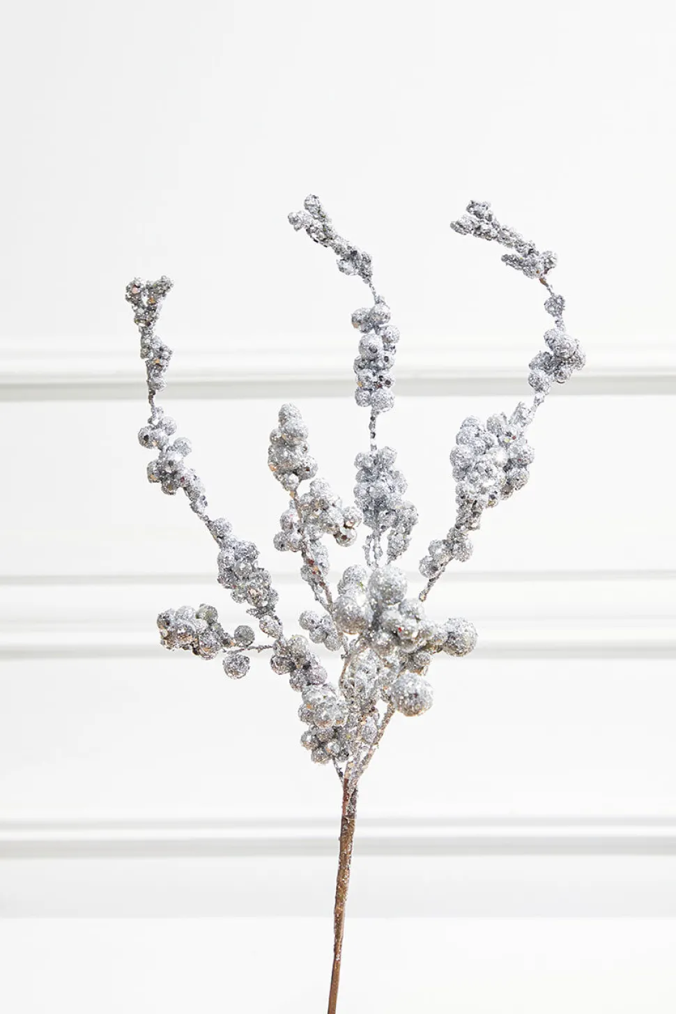 18” Silver Glitter Dew Berry Spray