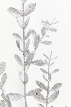 30" Silver Glitter Eucalyptus Spray