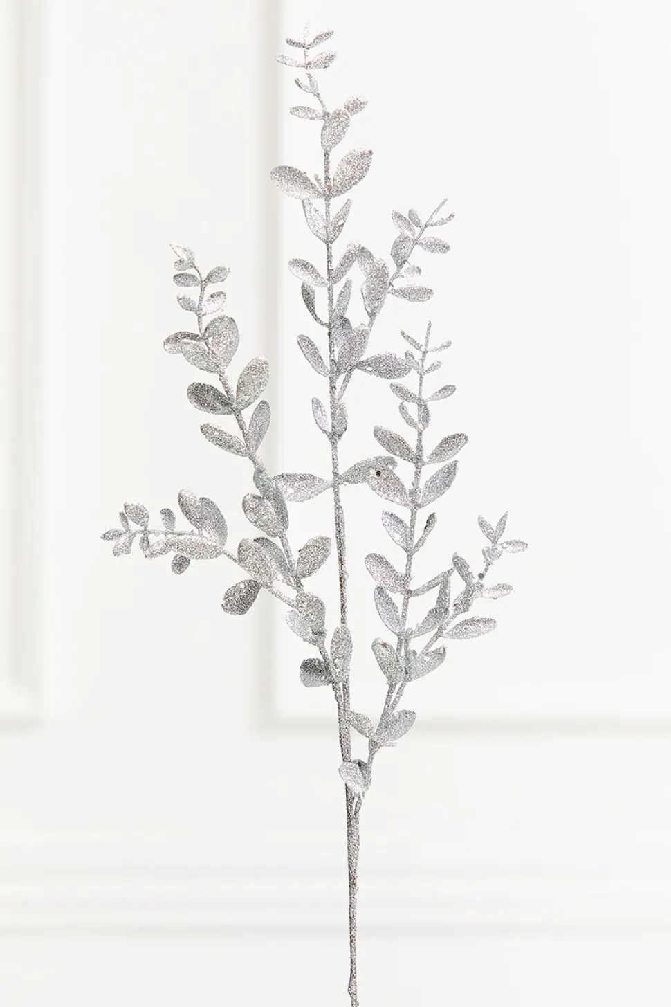30" Silver Glitter Eucalyptus Spray