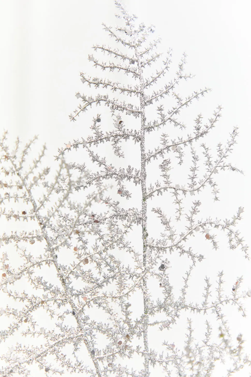 35" Silver Glitter Fern Spray