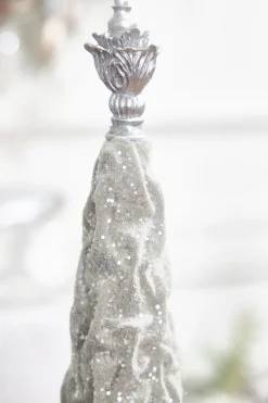19" Silver Gray Flocked Resin Tree