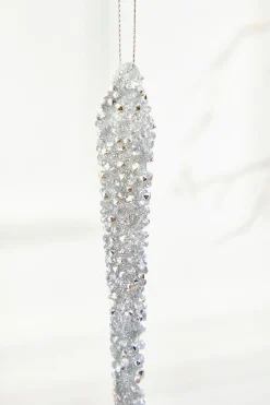10" Silver Icicle Glass Ornament