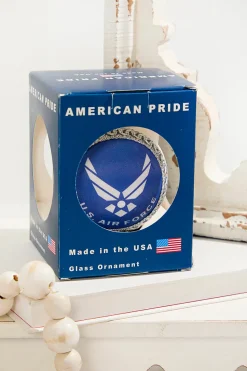 Silver Pearl 3 1/4" Ball with Silk Air Force Logo and Hymn