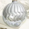 5"- 6" Silver Pearlescent Glass Ornament