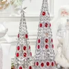 24" Silver Red Wire Tree