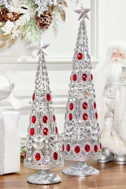24" Silver Red Wire Tree