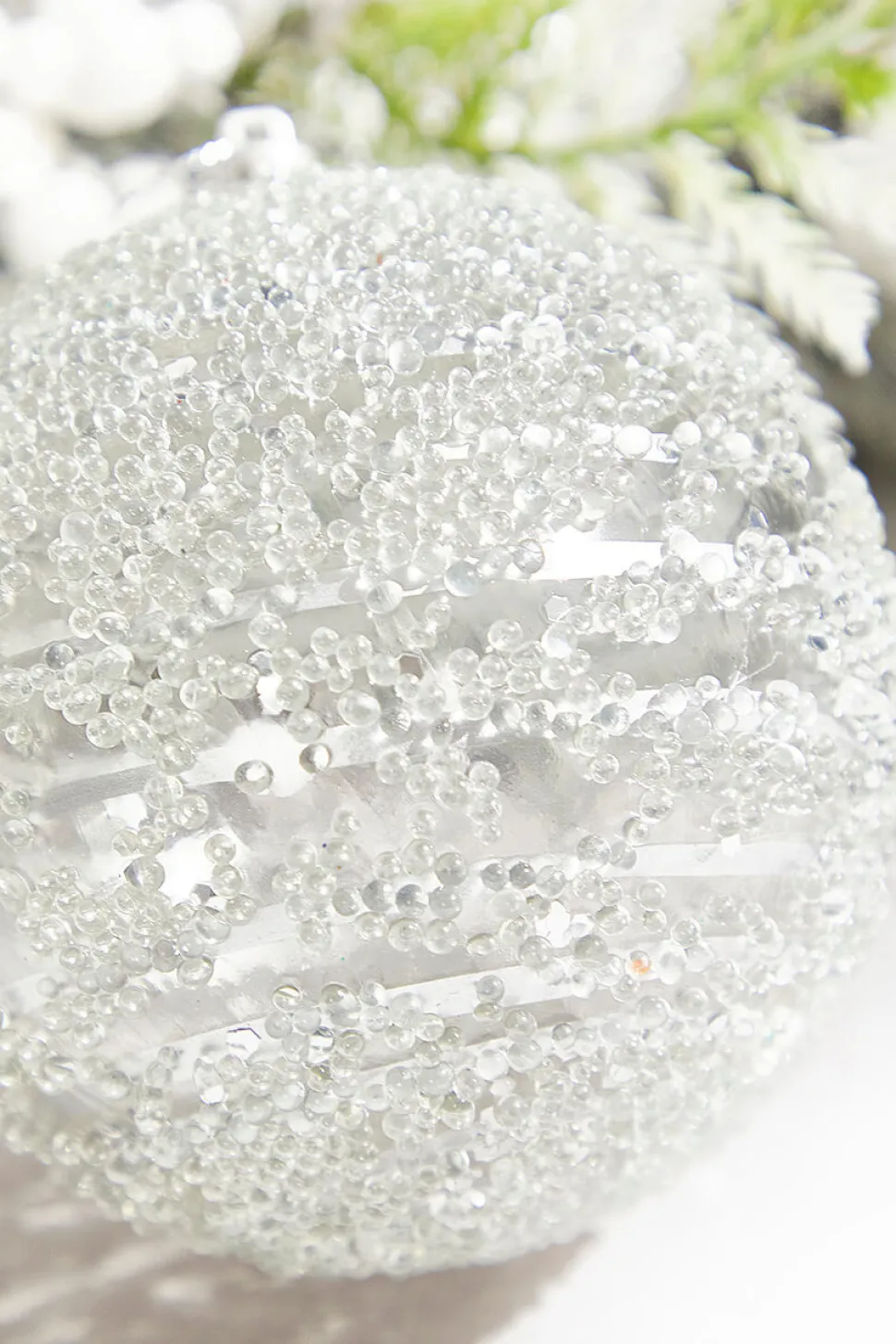 4" Silver Sequin Iced Ball Ornament