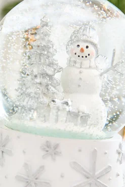 6.5" Silver & White Snowman Snow Globe