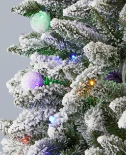 6' Slim Snow Kissed Pine Tree with 200 Multicolor LED Lights