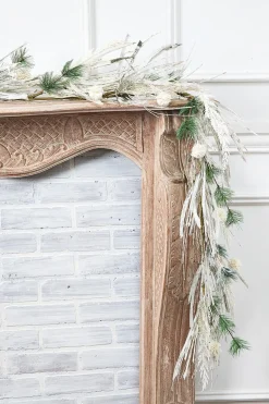 5' Snow Cedar Pine Starburst Ball Grass Garland