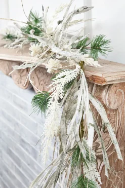 5' Snow Cedar Pine Starburst Ball Grass Garland