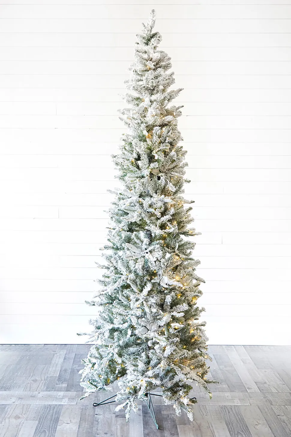 9' Snowcrest Pencil Pine Artificial Christmas Tree with 700 Color-Changing Lights