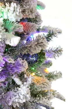 9' Snowcrest Pencil Pine Artificial Christmas Tree with 700 Color-Changing Lights