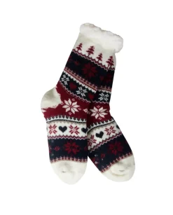 Snowflake, Tree & Heart Knit Thermal Slipper Socks with Non-Slip Grippers