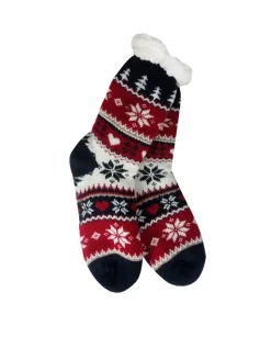 Snowflake, Tree & Heart Knit Thermal Slipper Socks with Non-Slip Grippers