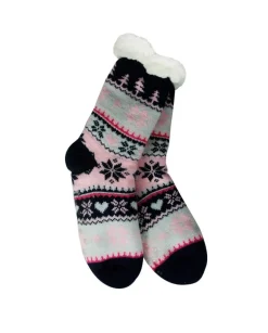 Snowflake, Tree & Heart Knit Thermal Slipper Socks with Non-Slip Grippers