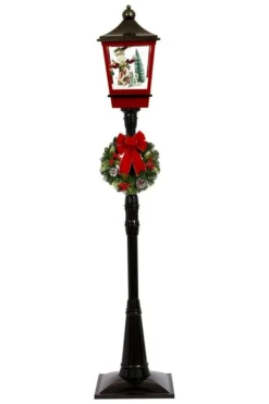 72" Snowing Lamp Post with Elf and Rocking Horse - Mark Roberts