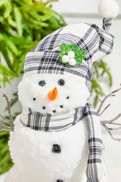 12" Snowman with Stocking Cap - Red / Black