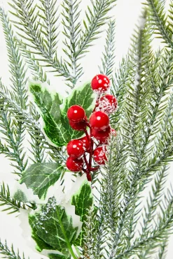 27" Snow Pine Berry Spray