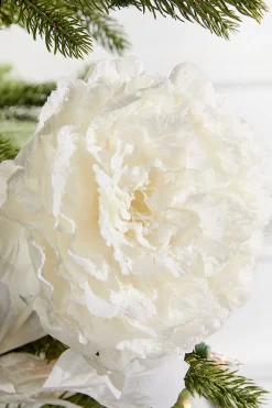 27” Snowy Peony Spray