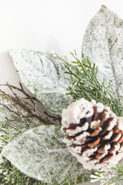 22" Snowy Pinecone & Magnolia Wreath