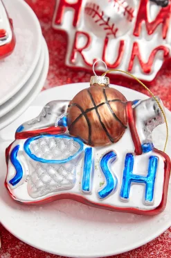 4” Sports Ball Glass Ornament - Basketball