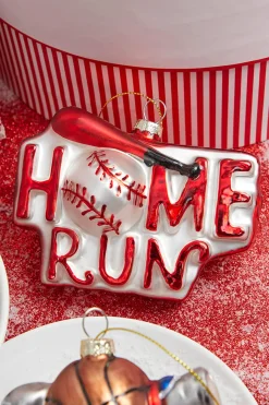4” Sports Ball Glass Ornament - Baseball