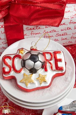 4” Sports Ball Glass Ornament - Soccer