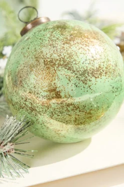 4" Spruce Antique Finished Glass Ball Ornament