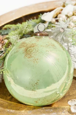 6" Spruce Antique Finished Glass Ball Ornament