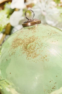 6" Spruce Antique Finished Glass Ball Ornament