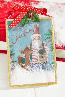 5" Square Snowglobe Santa Ornament