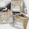4" Square Text Glass Ornament